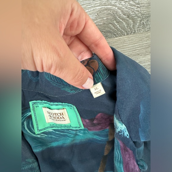 Scotch & Soda EUC Men Shirt Sleeve Button Down Hawaiian Print Shirt Size XL - Picture 9 of 10